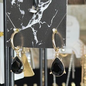Elegant Gold and Black Drop Earrings